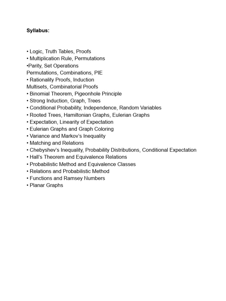 Discrete Maths Syllabus | PDF