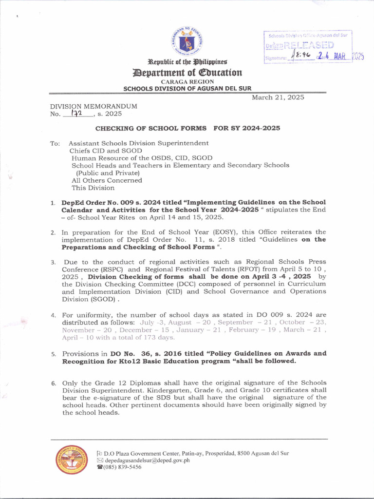 DM No 172 S 2025 | PDF
