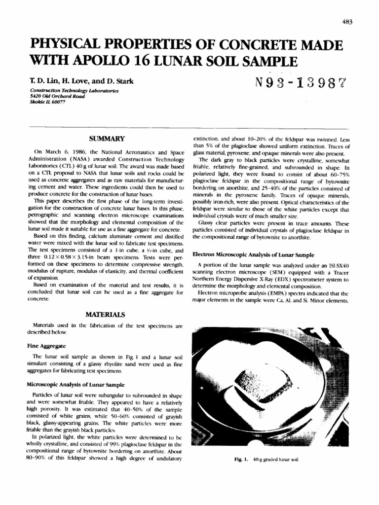 Lunar Soil Concrete Properties Study | PDF | Thermal Expansion ...