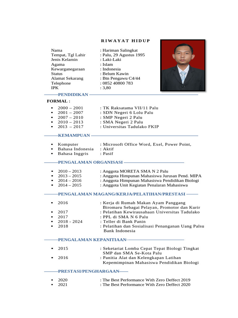 Profil Hariman Salingkat: Pendidikan & Karir | PDF
