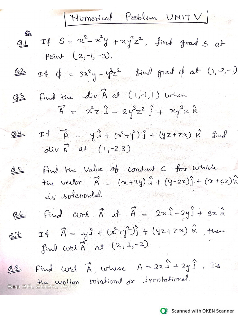 Unit V Numerical | PDF