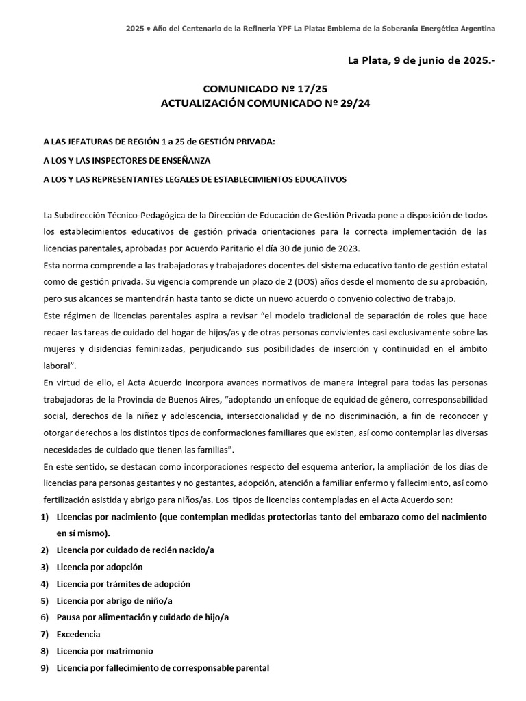 Licencias Parentales en Educación 2025 | PDF | Parto prematuro