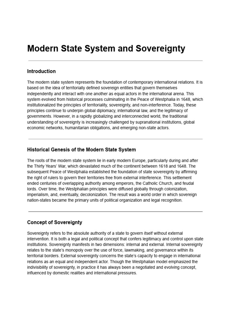 Modern Sovereignty in a Globalized World | PDF | Sovereignty | State ...