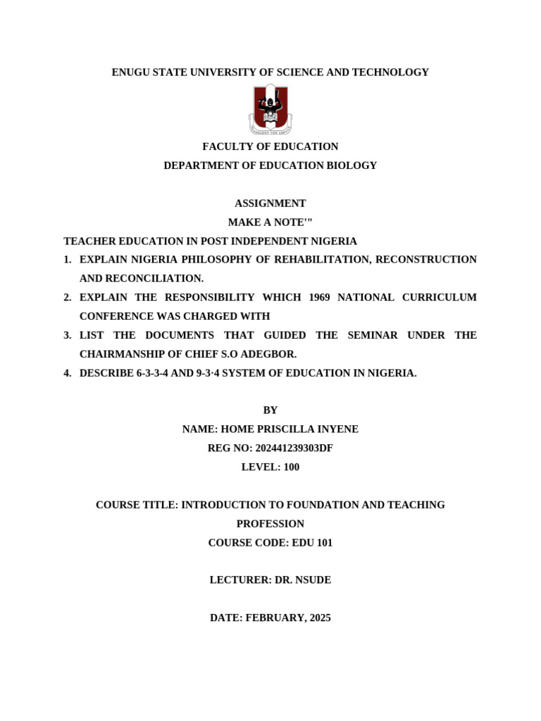 Teacher Education in Post-Independence Nigeria | PDF | Vocational ...