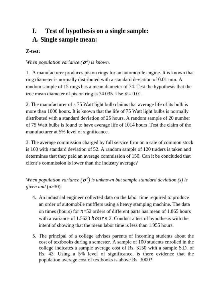 Unit 9 Test of Hypothesis | PDF | Standard Deviation | Student's T Test