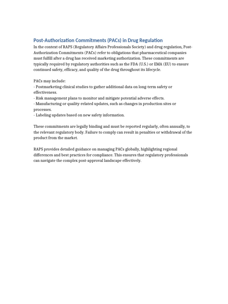 Post-Authorization Commitments in Drug Regulation | PDF