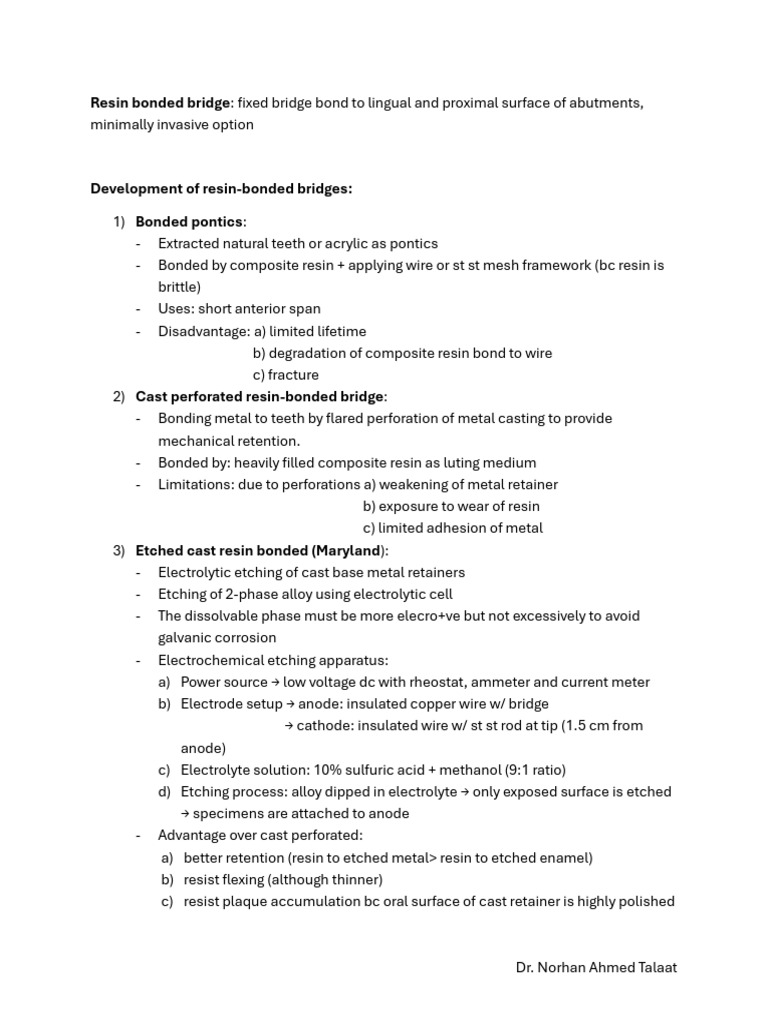 Resin B Bridge | PDF | Dentistry Branches | Materials