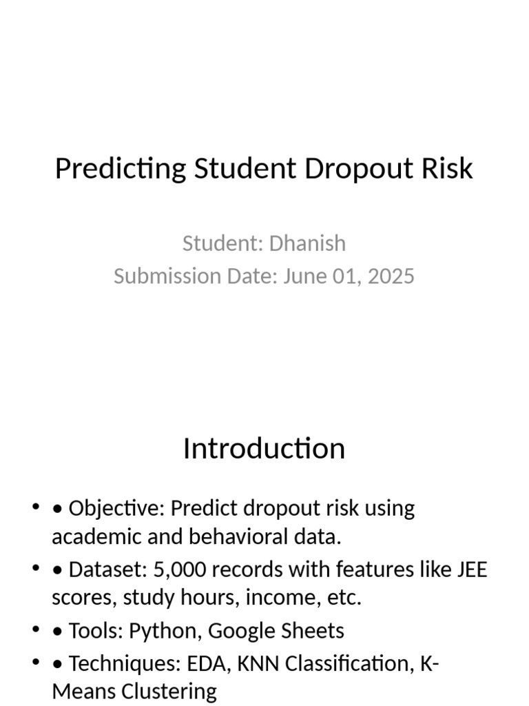 Predicting Student Dropout Risk Analysis | PDF