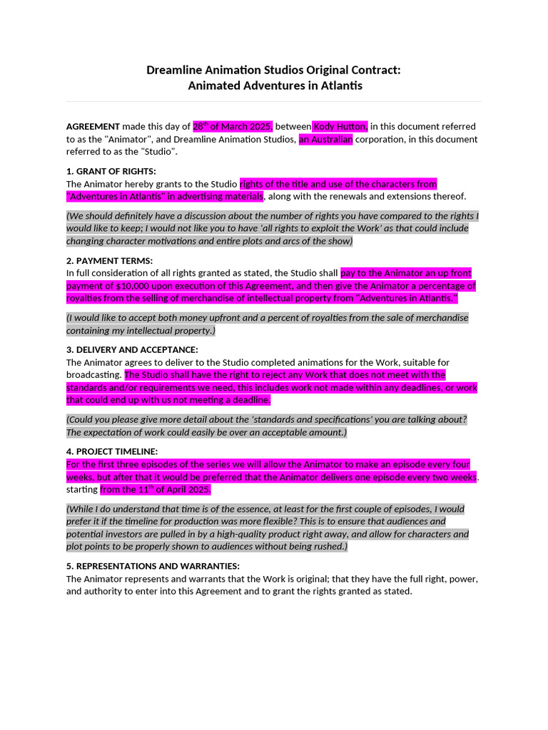 Animation Contract for Atlantis Series | PDF | Royalty Payment