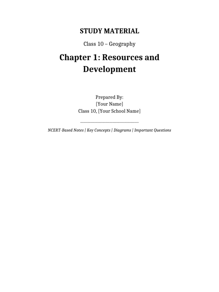 Resources and Development Title Page | PDF
