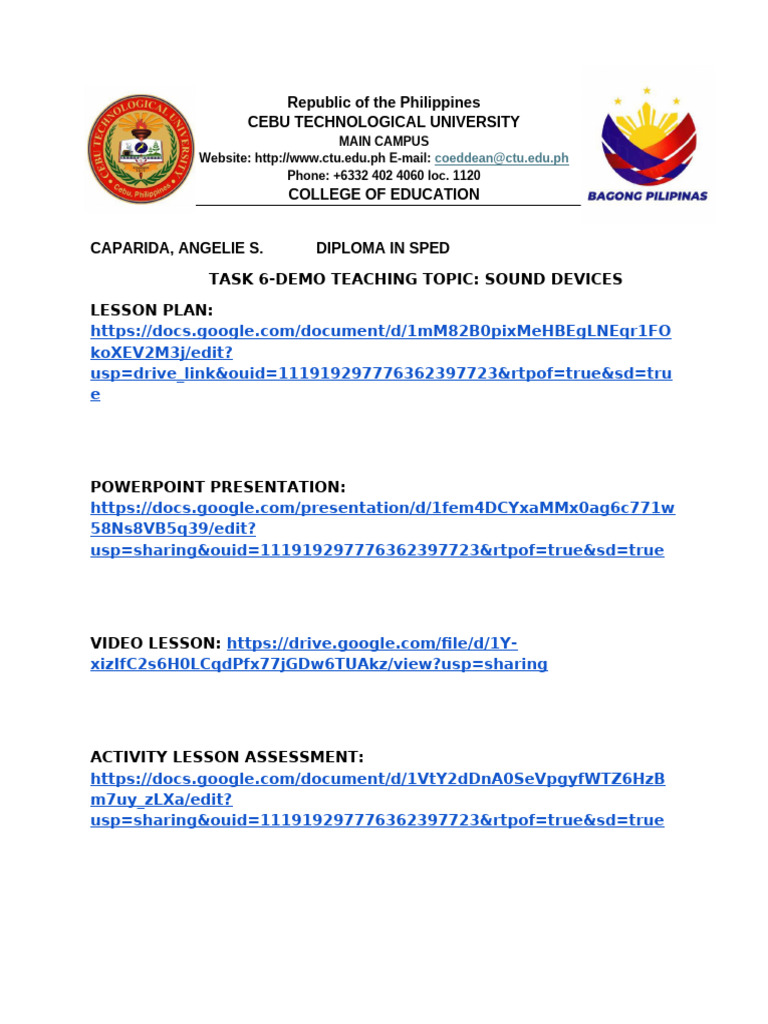 6 Teaching Demo-Task 6-Angelie Caparida | PDF