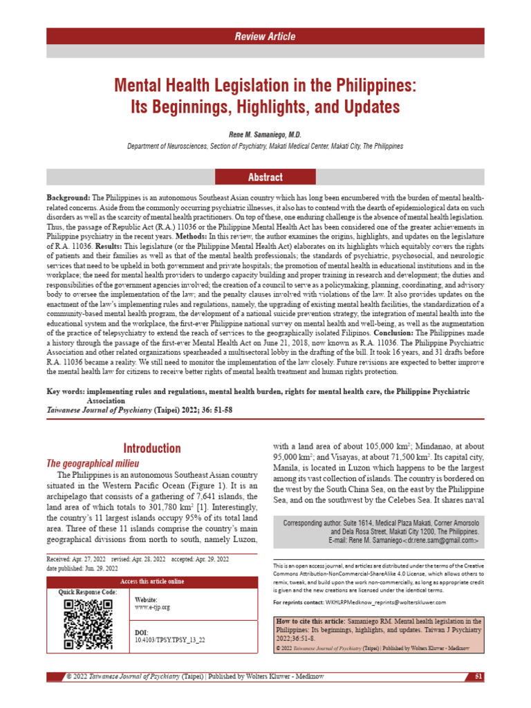 Mental Health Legislation in The Philippines Its.1 | PDF | Mental ...
