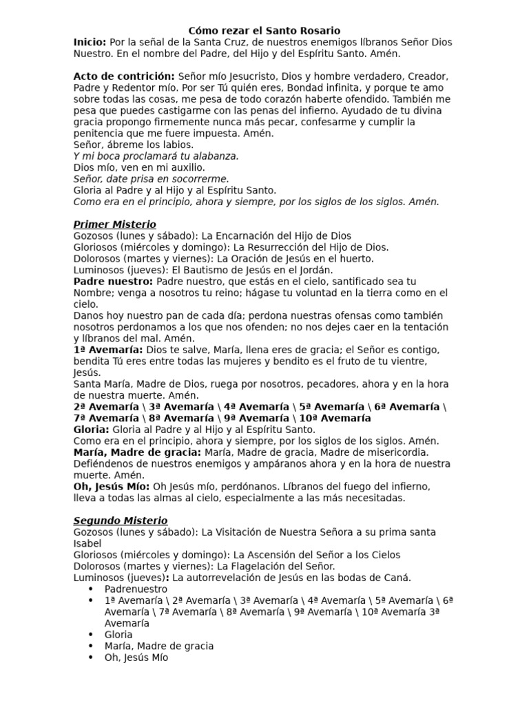 Guía para rezar el Santo Rosario | PDF | María, madre de Jesús | orador ...