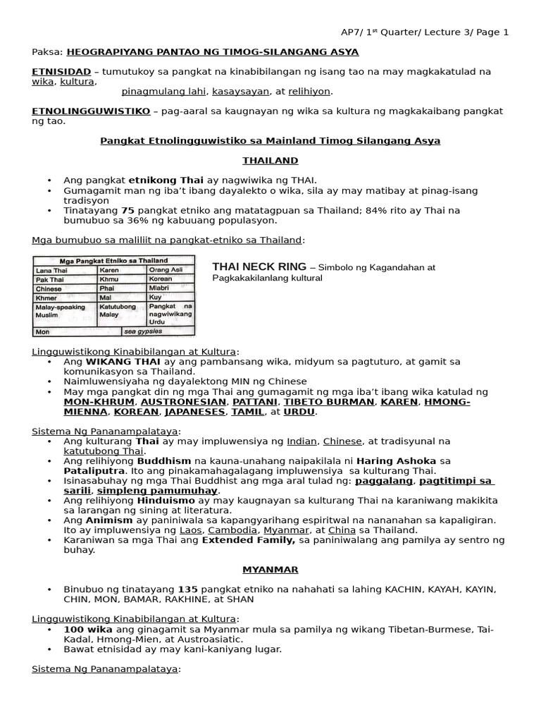 Lecture 3 Heograpiyang Pantao NG Timog Silangang Asya 2 | PDF