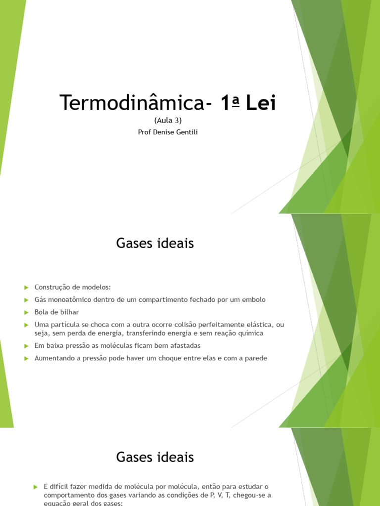 Termodinâmica: 1ª Lei e Gases Ideais | PDF | Gases | Termodinâmica