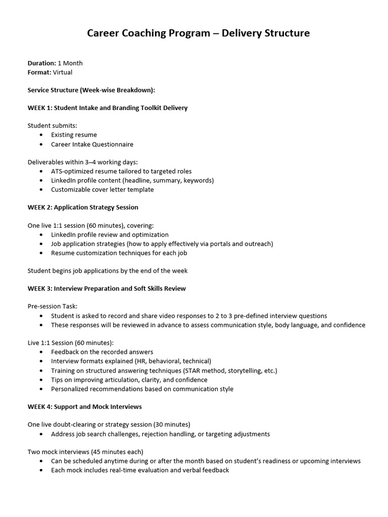 Career Coaching Program Structure | PDF
