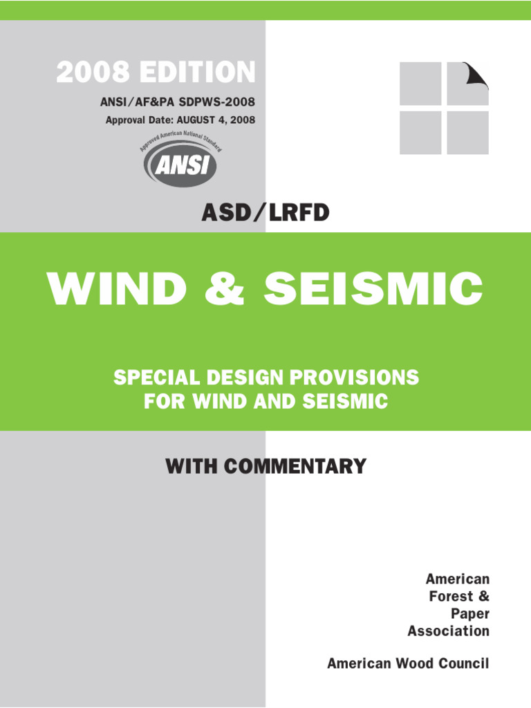 2008 NDS Special Design Provisions For Wind and Seismic | PDF