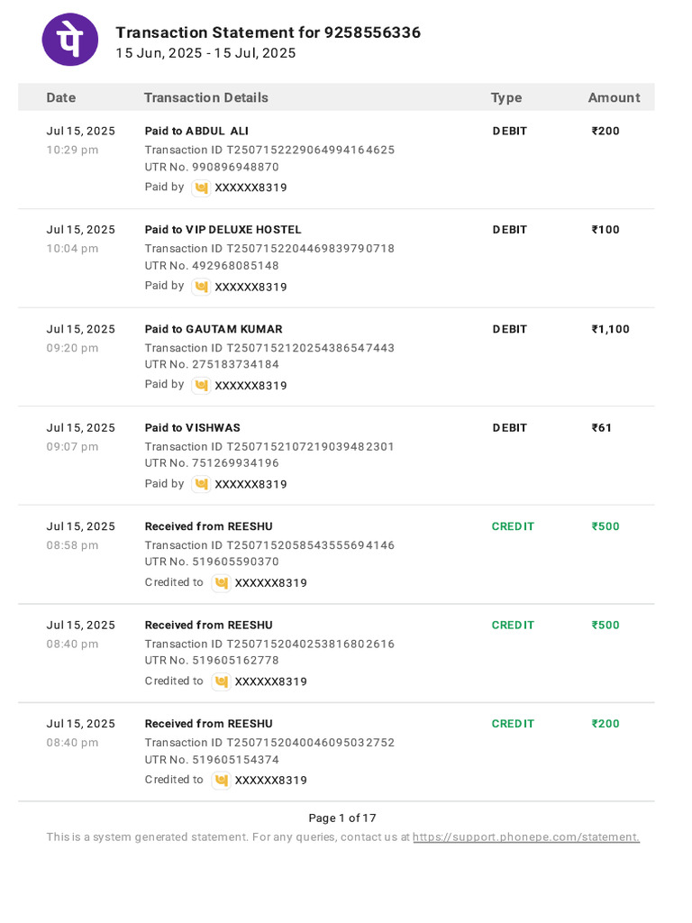 Zupee VIP Key Transaction Statement | PDF | Debit Card | Payments