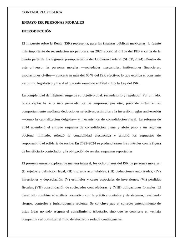 ISR para Personas Morales en México | PDF | Impuesto sobre la renta ...