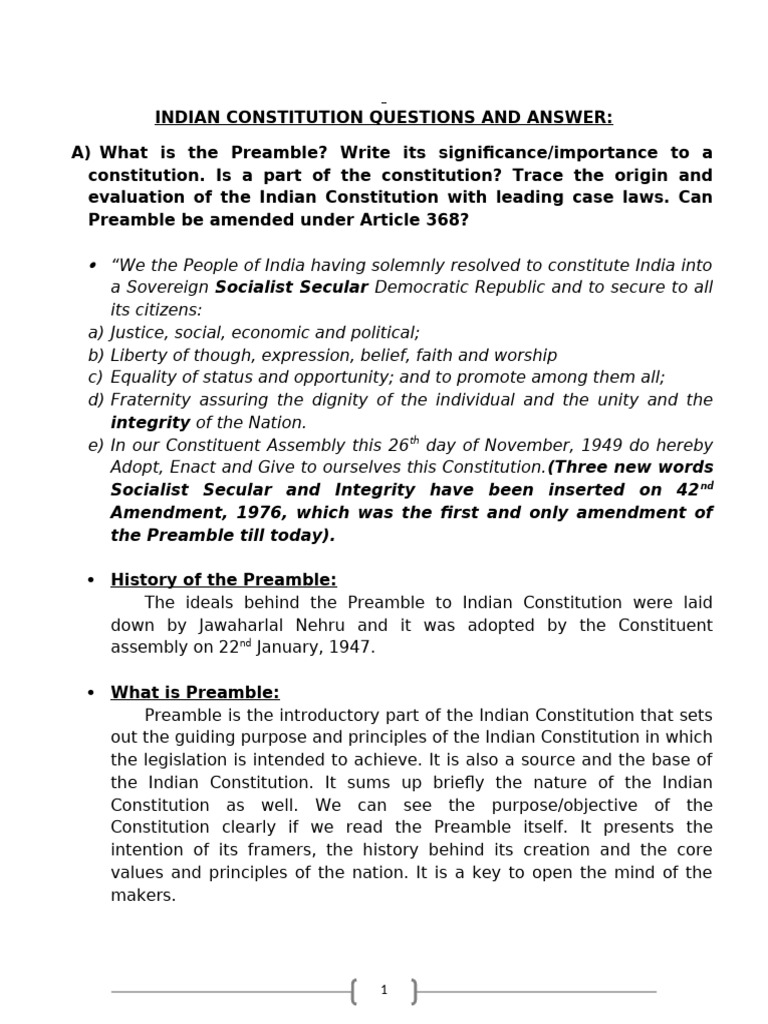Importance of the Indian Constitution | PDF | Public Law | Political ...