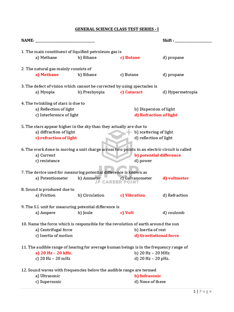 General Science Test Series I | PDF | Electromagnetic Induction ...