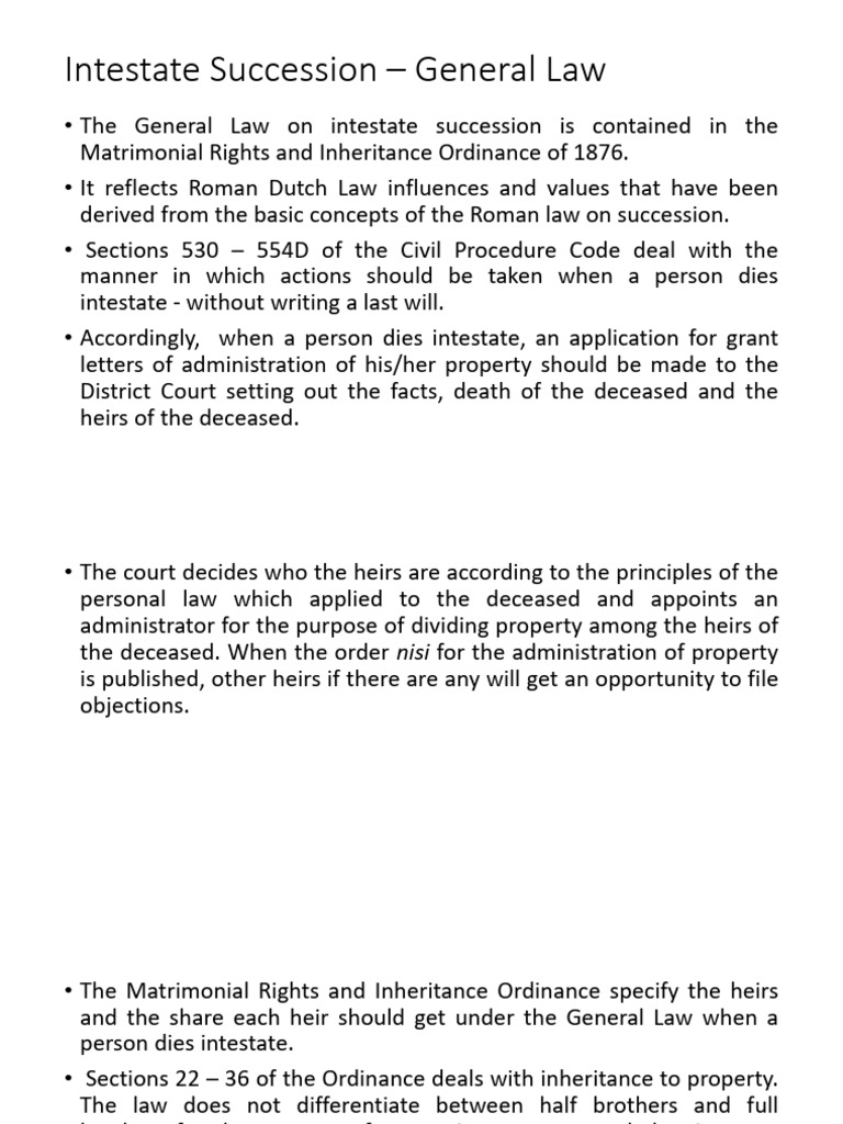 Intestate Succession Law Overview | PDF | Inheritance | Kinship And Descent
