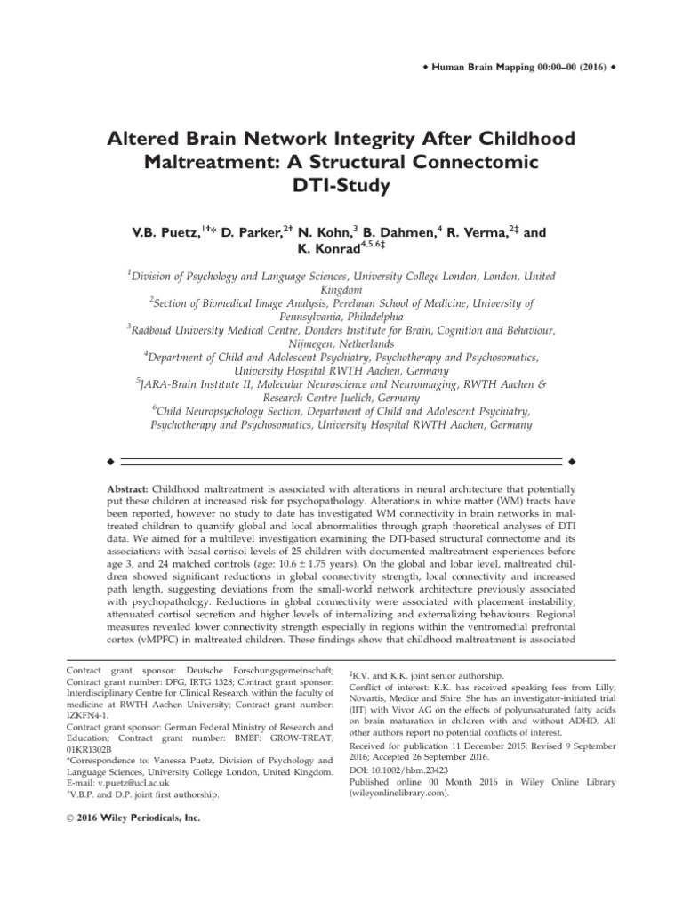 Childhood Maltreatment and Brain Connectivity | PDF | Cingulate Cortex ...