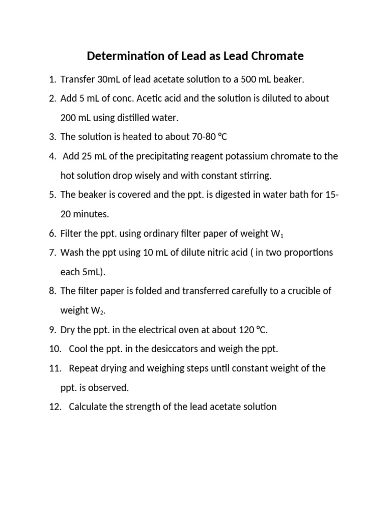 Lead Chromate Precipitation Method | PDF