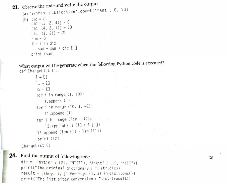 Output Questions | PDF