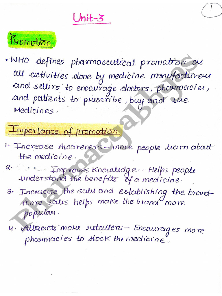 Unit 3 Pharma Marketing Management 8th Semester | PDF