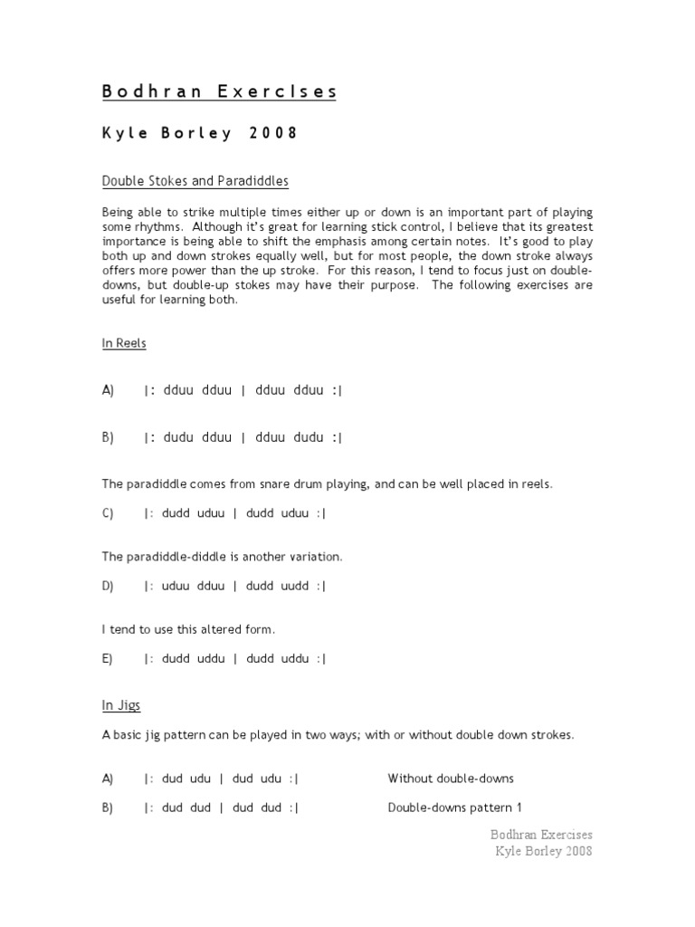 Bodhran Exercises PDF Rhythm And Meter Leisure