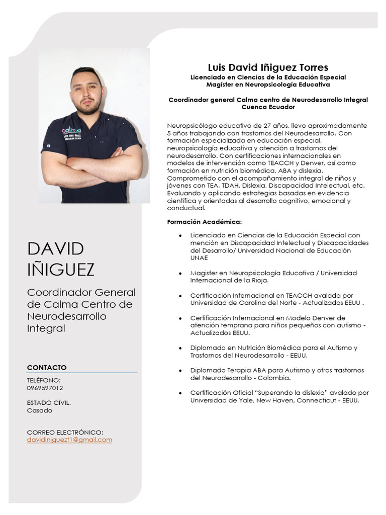 Neuropsicólogo Especializado en TEA y TDAH | PDF | Autismo ...