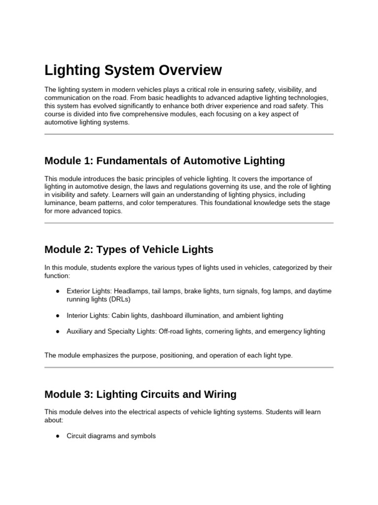 Automotive Lighting System Essentials | PDF | Lighting | Headlamp