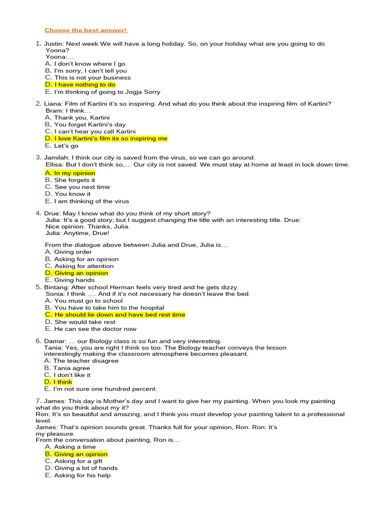 Choose the Best Answer | PDF