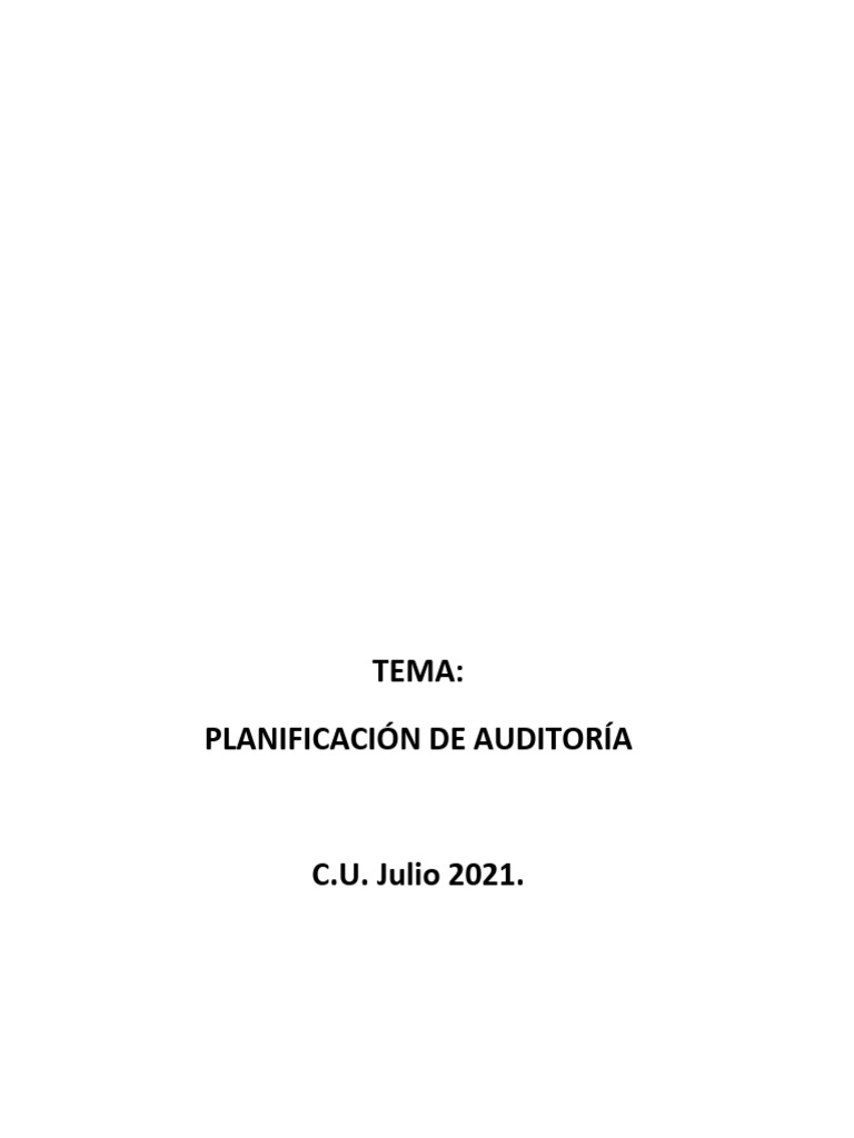 Planificación de Auditoría Financiera | PDF | Auditoría | Contralor