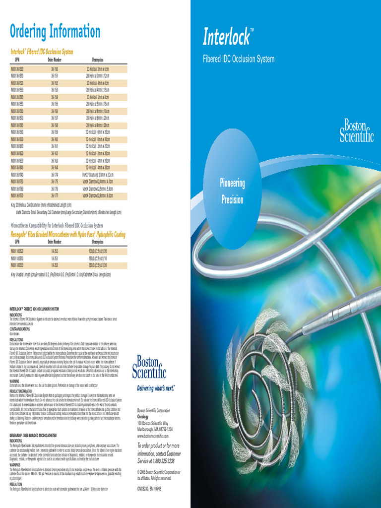 Interlock Fibered IDC Occlusion System | PDF | Catheter | Thrombosis
