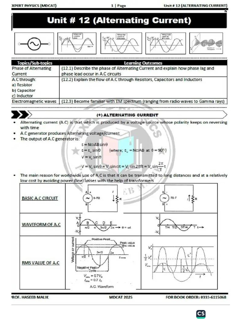 Alternating Current Physics | PDF