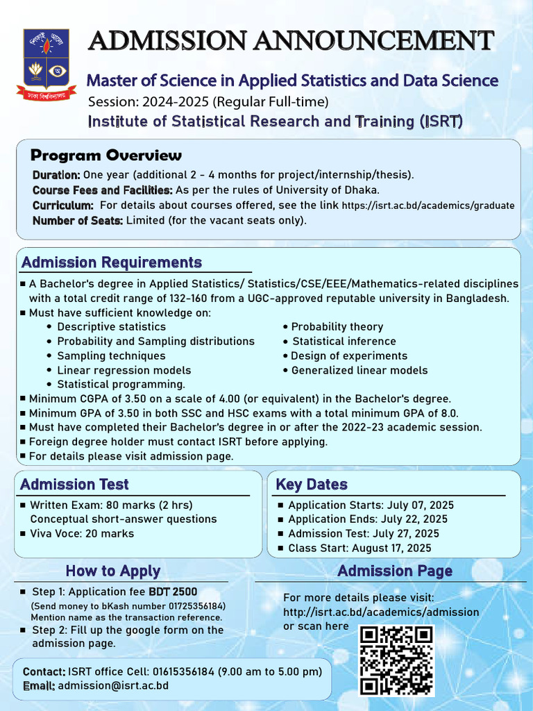 MSc in Data Science Admission 2024-25 | PDF