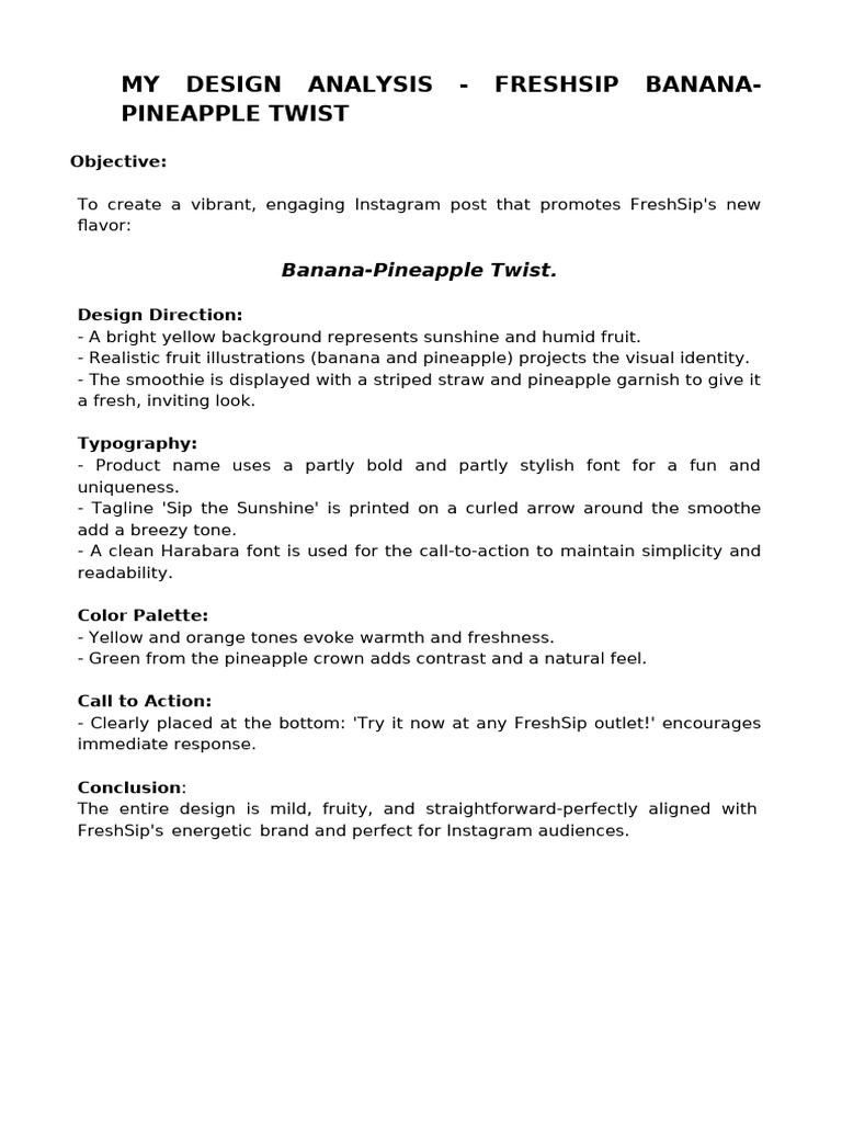 My FreshSip Design Analysis | PDF