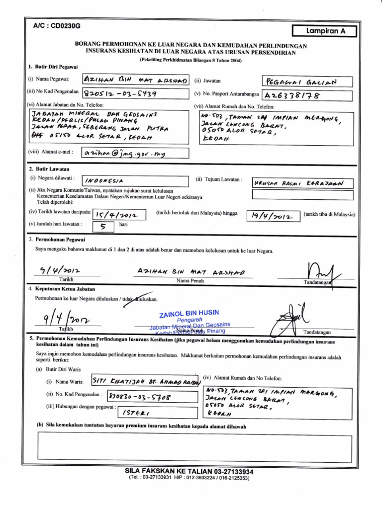 Borang Permohonan Luar Negara