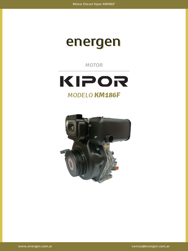 Motor Diesel Kipor KM186F Especificaciones | PDF
