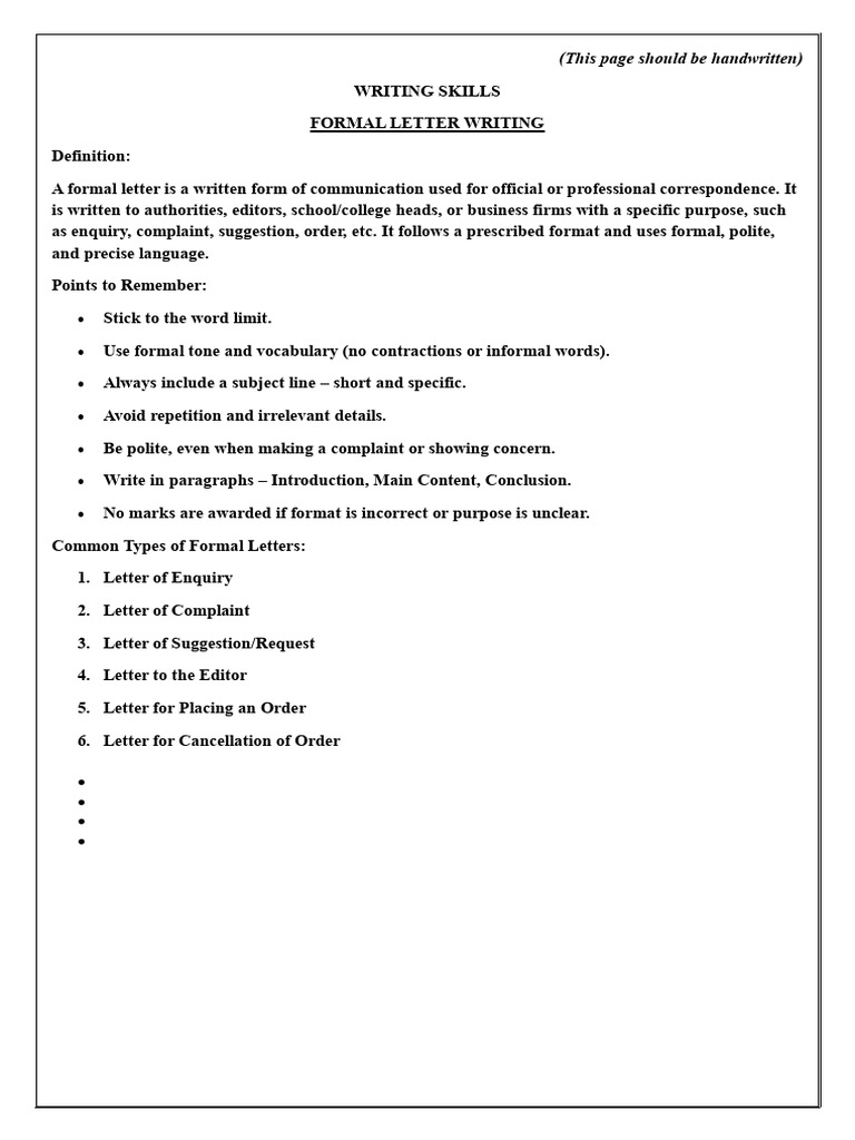 Formal Letter Writing Essentials | PDF
