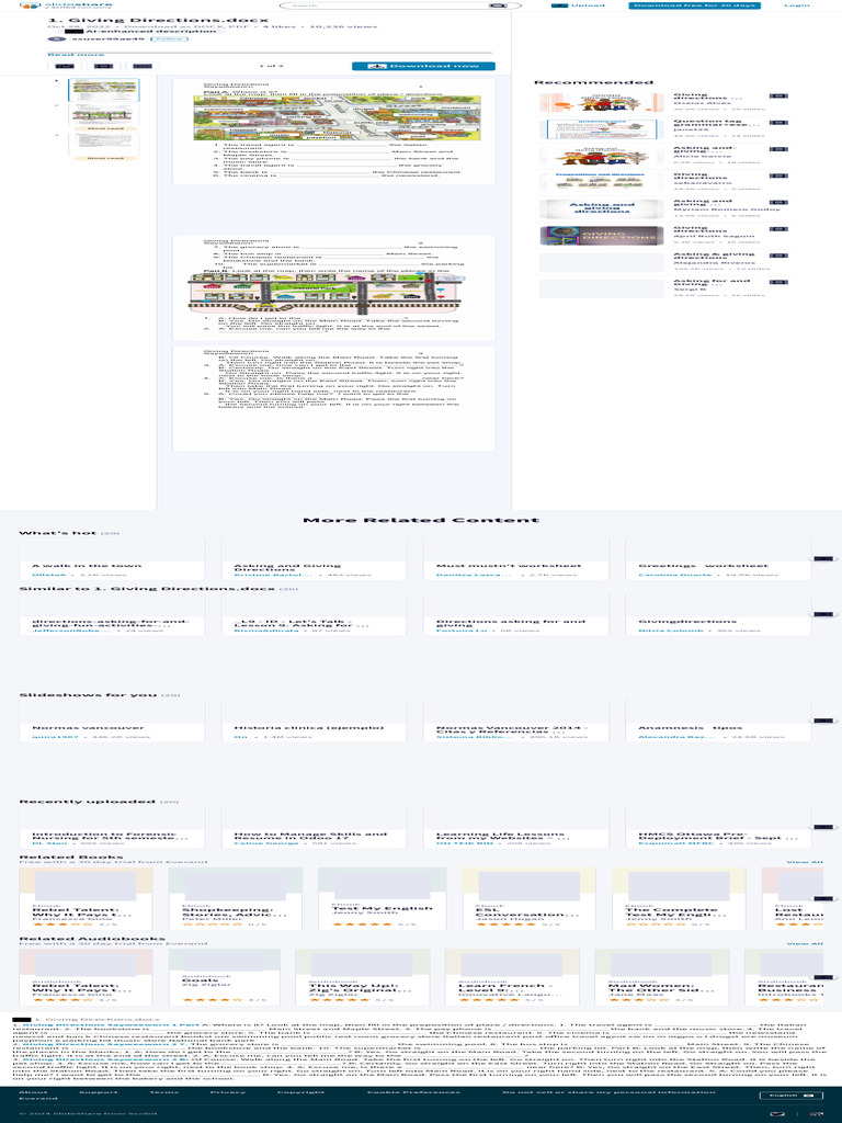 Directions and Map Guidance Worksheet | PDF
