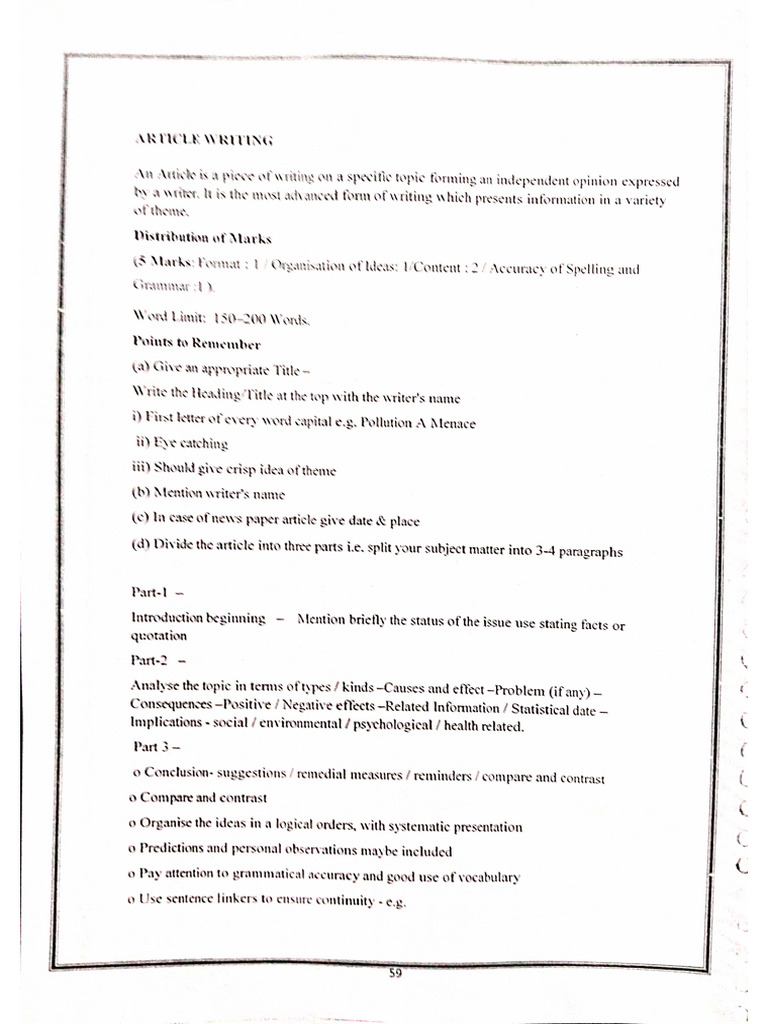 12th CBSE - Article Writing - 1 | PDF