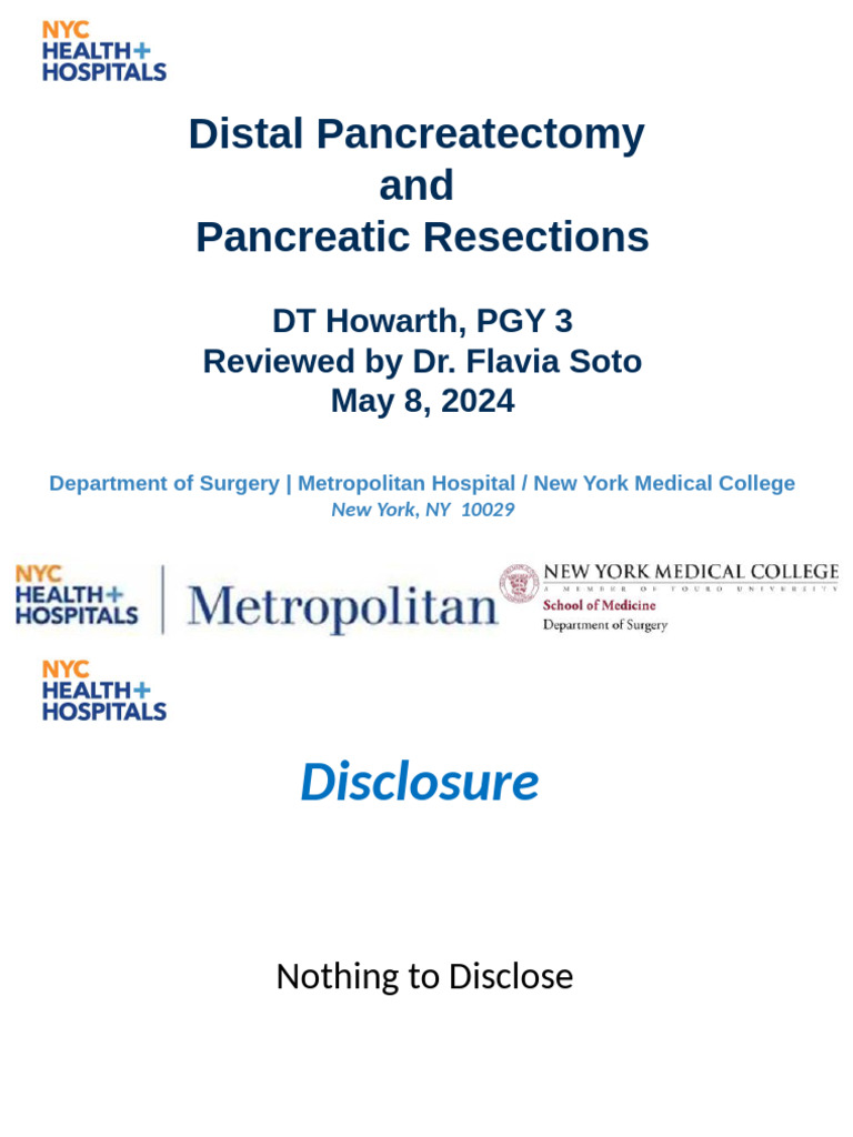 Distal Pancreatectomy Overview and Techniques | PDF | Pancreas | Spleen