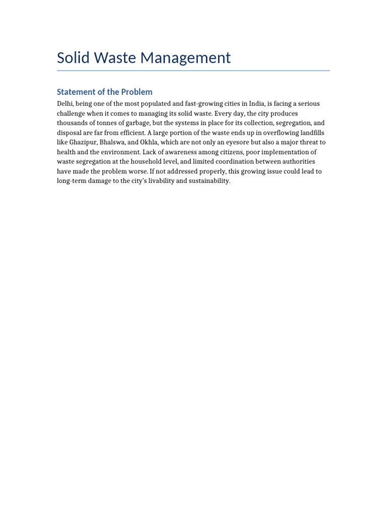 Delhi's Solid Waste Crisis | PDF