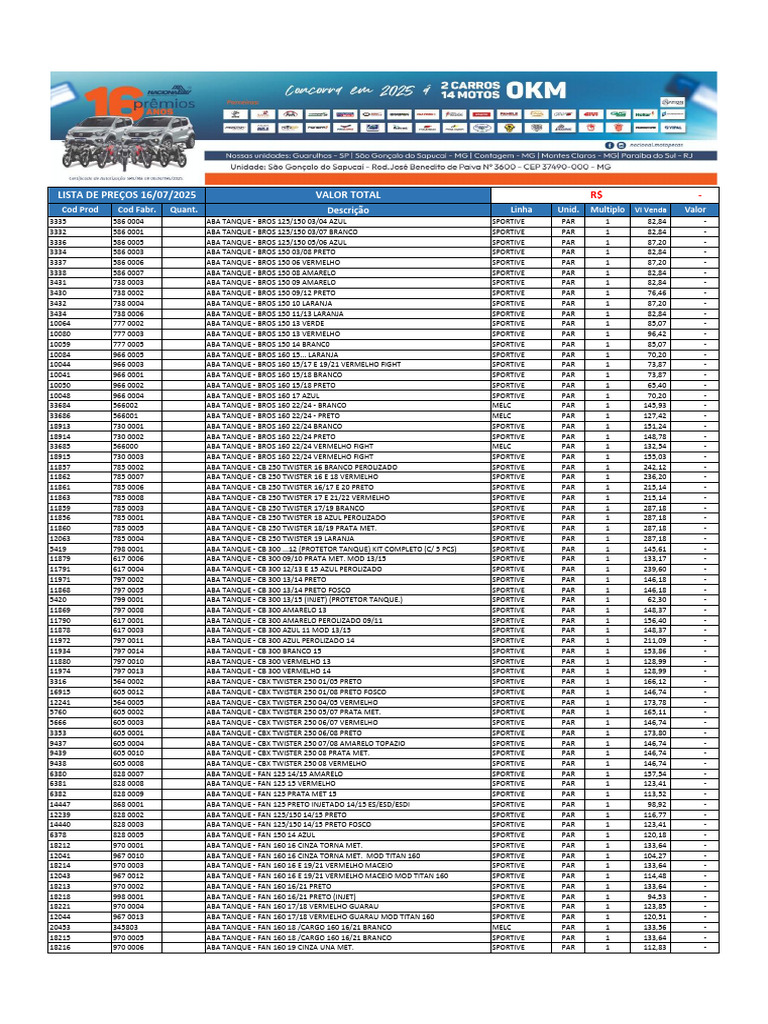 Liste de prix des aba tankes 2025 | PDF