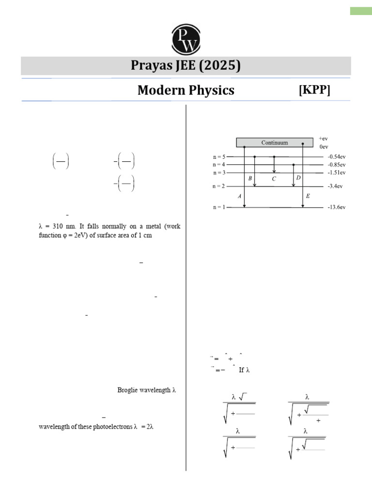 JEE 2025 Modern Physics Problems | PDF | Electron | Electronvolt