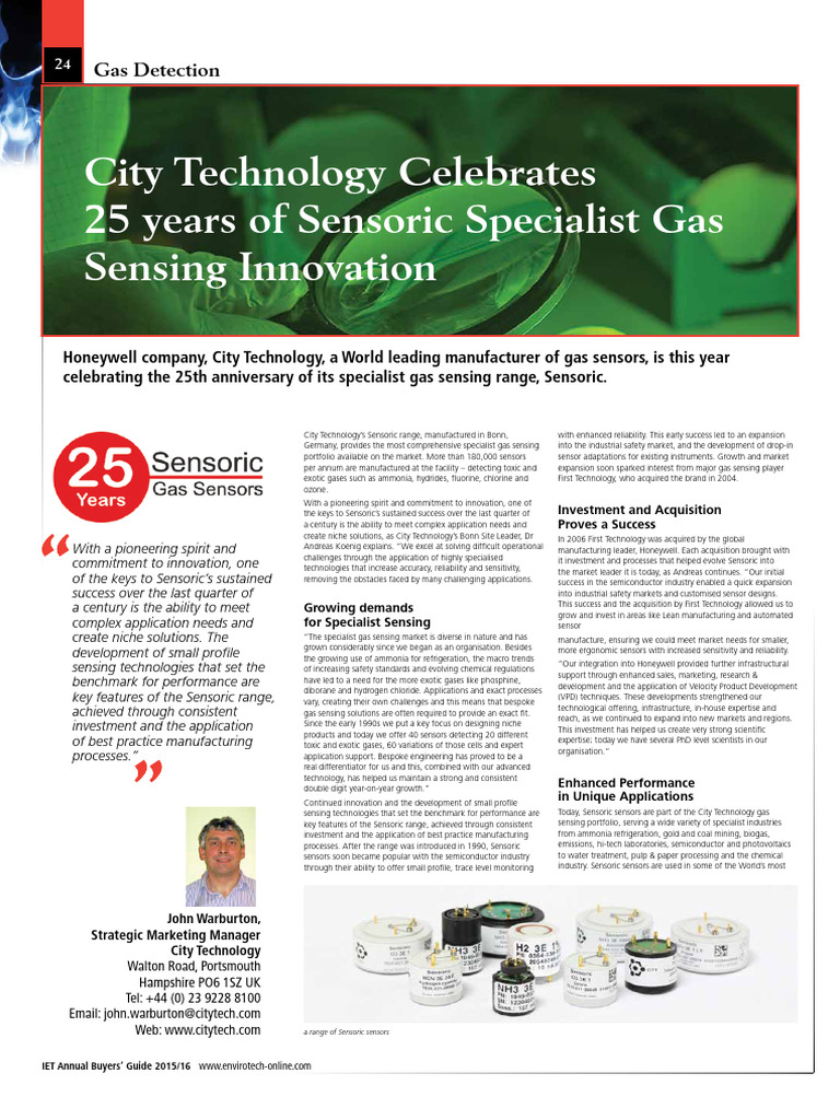 City Technology Celebrates 25 Years of Sensoric Specialist Gas Sensing ...