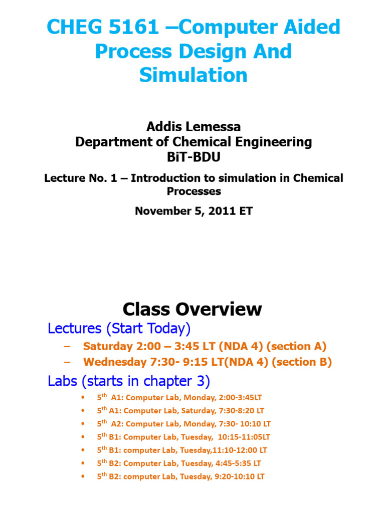 Computer Aided Process Design and Simulation (Cheg | PDF | Simulation ...